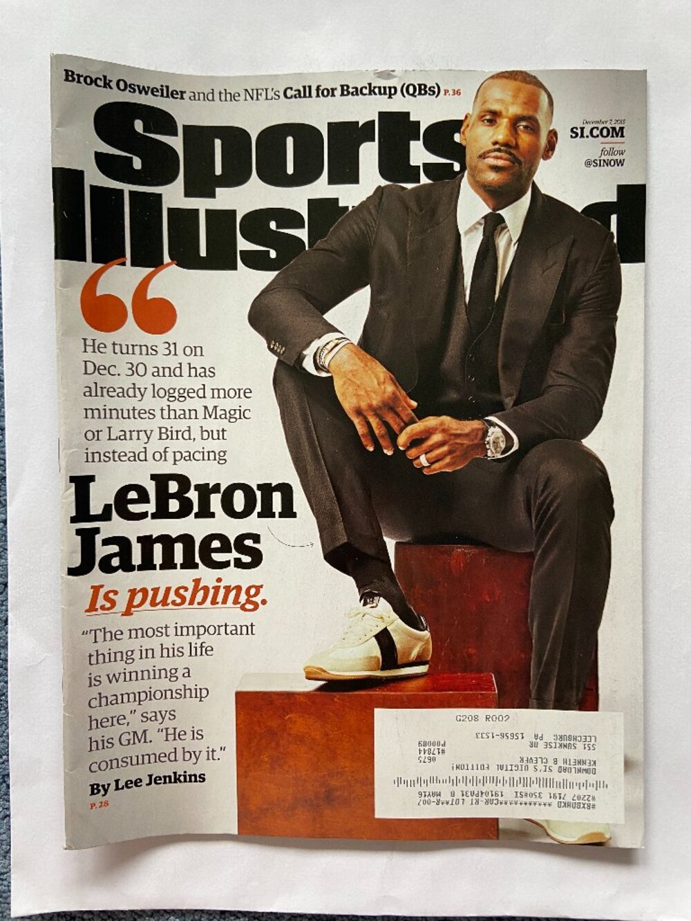 Sports Illustrated Magazine 12/7/2015 LeBron James Cover With Label